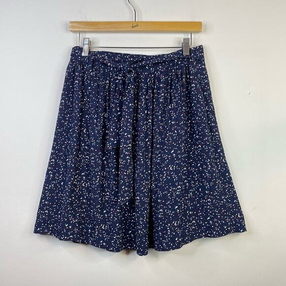 Comptoir Des Cotonniers Navy Blue Confetti Print Bow Waist Flowy Skirt womens S - Picture 2 of 15
